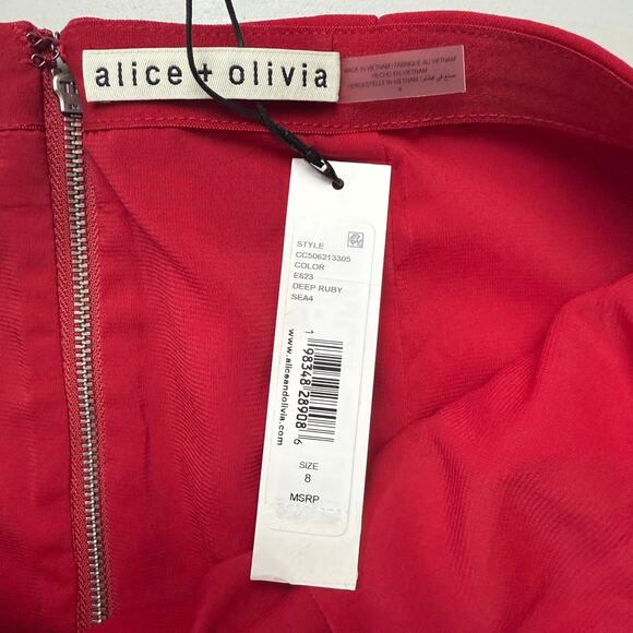 ALICE + OLIVIA Semira Pleated Red Mini Skirt - Picture 12 of 12